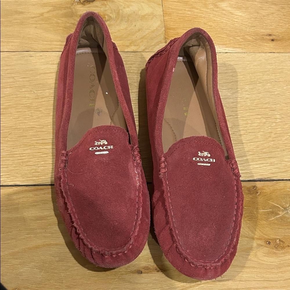 Coach Women's Burgundy Suede Moccasins